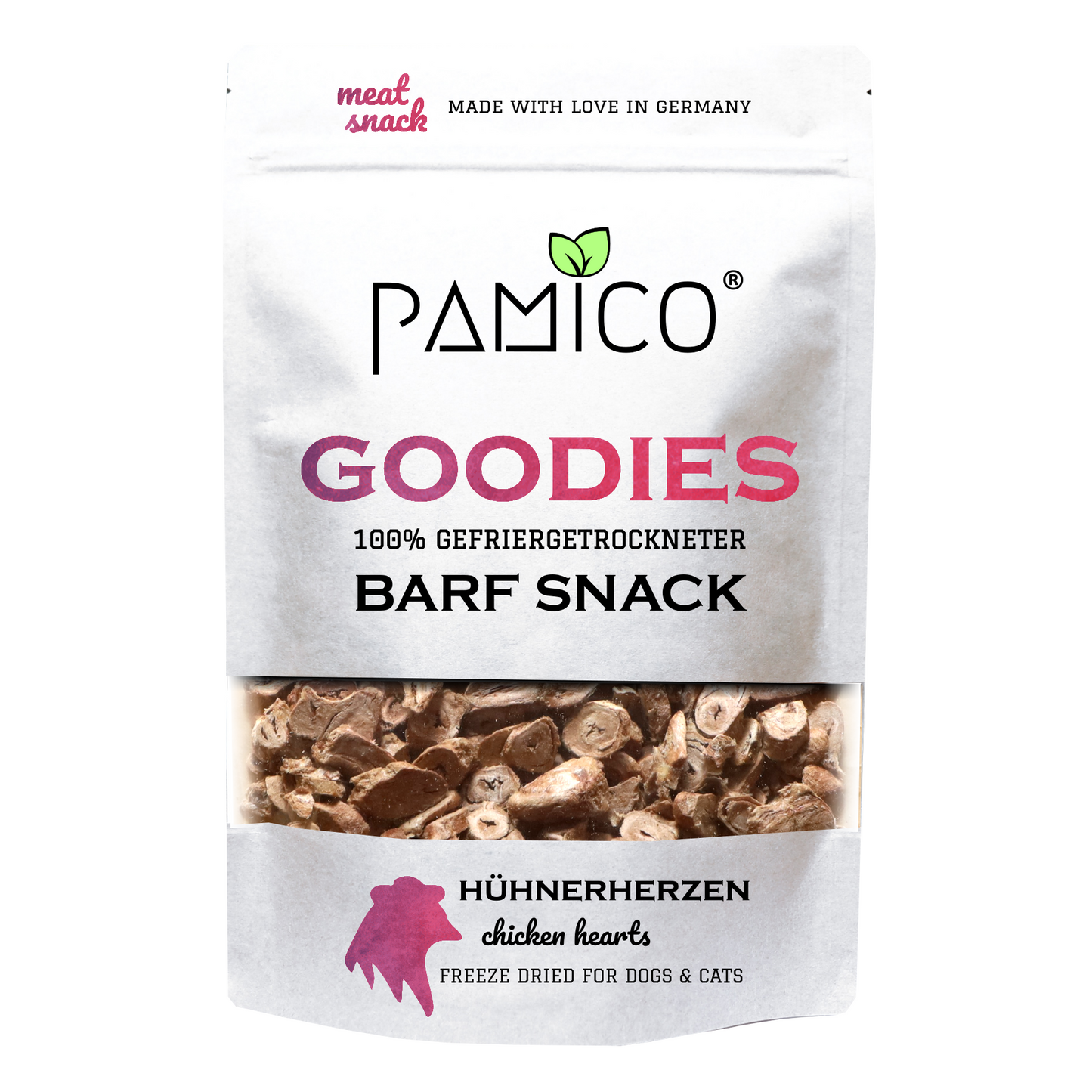 Hühnerherzen gefriergetrocknet - BARF Snack Goodies for dogs & cats - Pamico