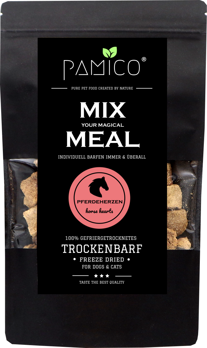 Pferdeherzen gefriergetrocknet - MIX MEAL Trockenbarf für Hunde und Katzen - Pamico