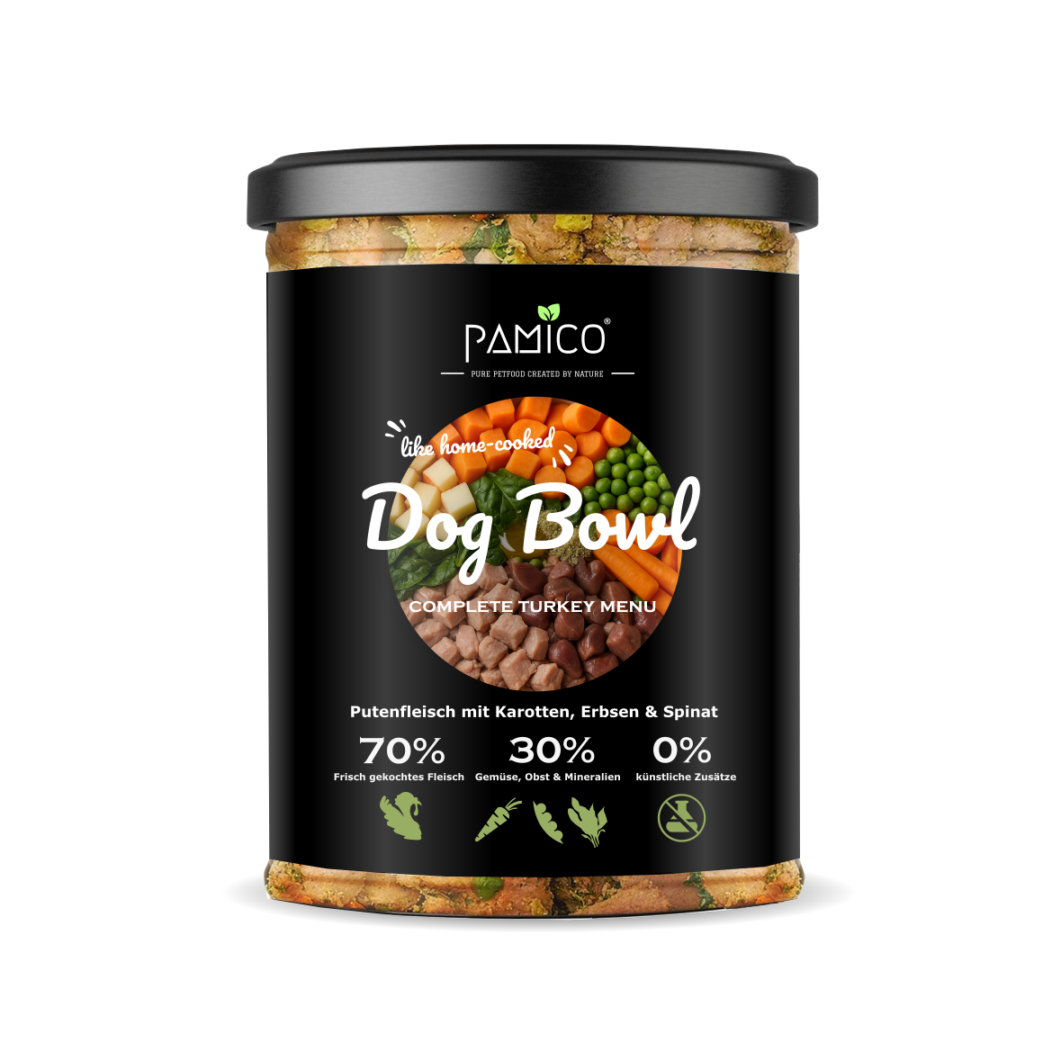 Dog Bowl Putenfleisch mit Karotten, Erbsen und Spinat