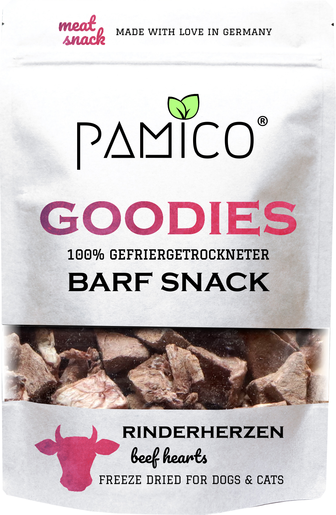 Rinderherzen gefriergetrocknet - BARF Snack Goodies for dogs & cats - Pamico