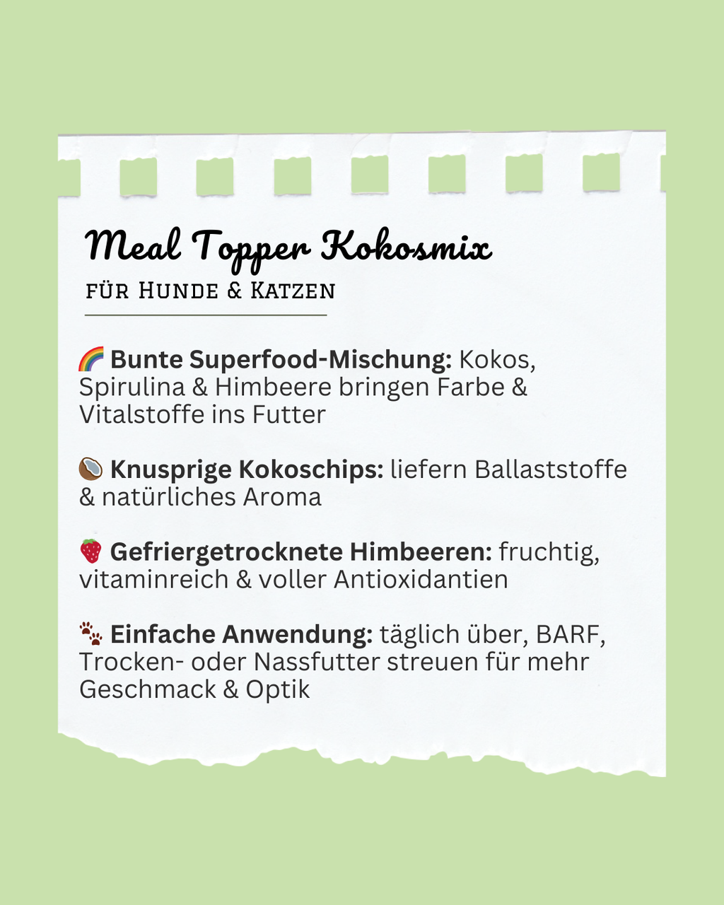 Buntes Kokos Gewürz Meal Topper - Regenbogen Kokos Topping für Hunde & Katzen