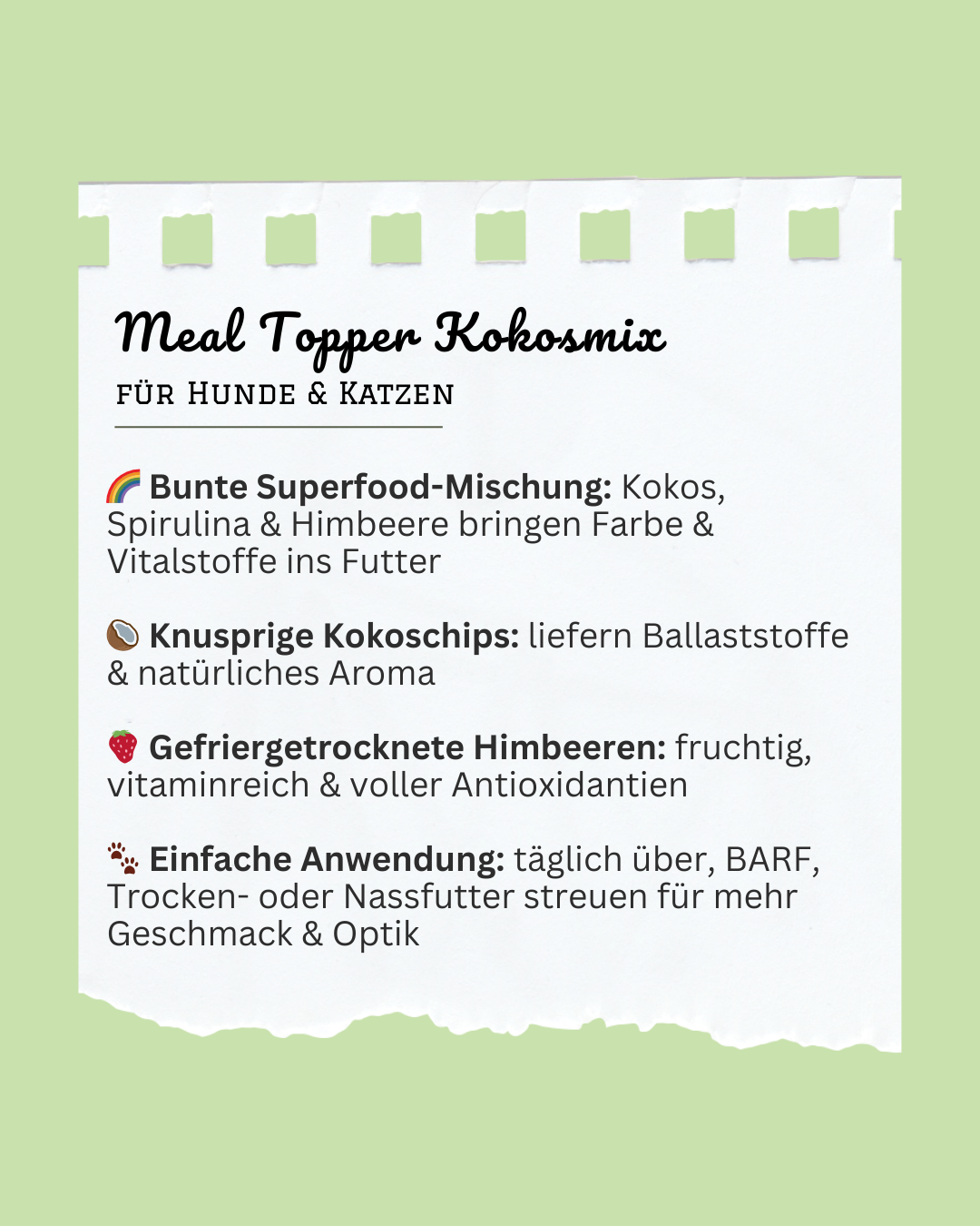 Buntes Kokos Gewürz Meal Topper - Regenbogen Kokos Topping für Hunde & Katzen