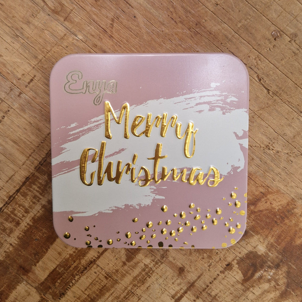 Personalisierte Metall Leckerlibox mit Ziegenmilch Würfeln Pamico