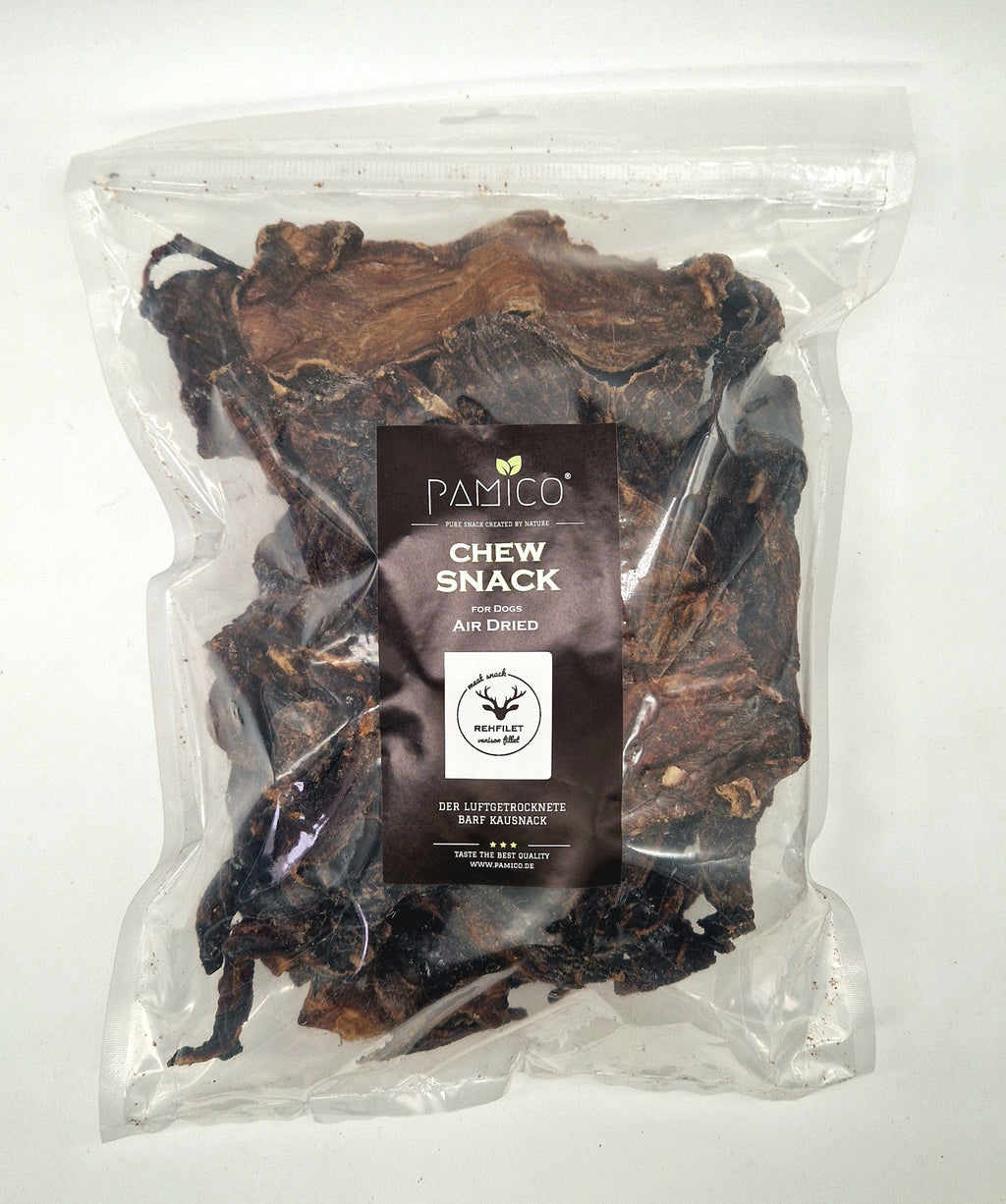 Reh Filet Kauartikel luftgetrocknet für Hunde - 1kg Vorteilspack Pamico