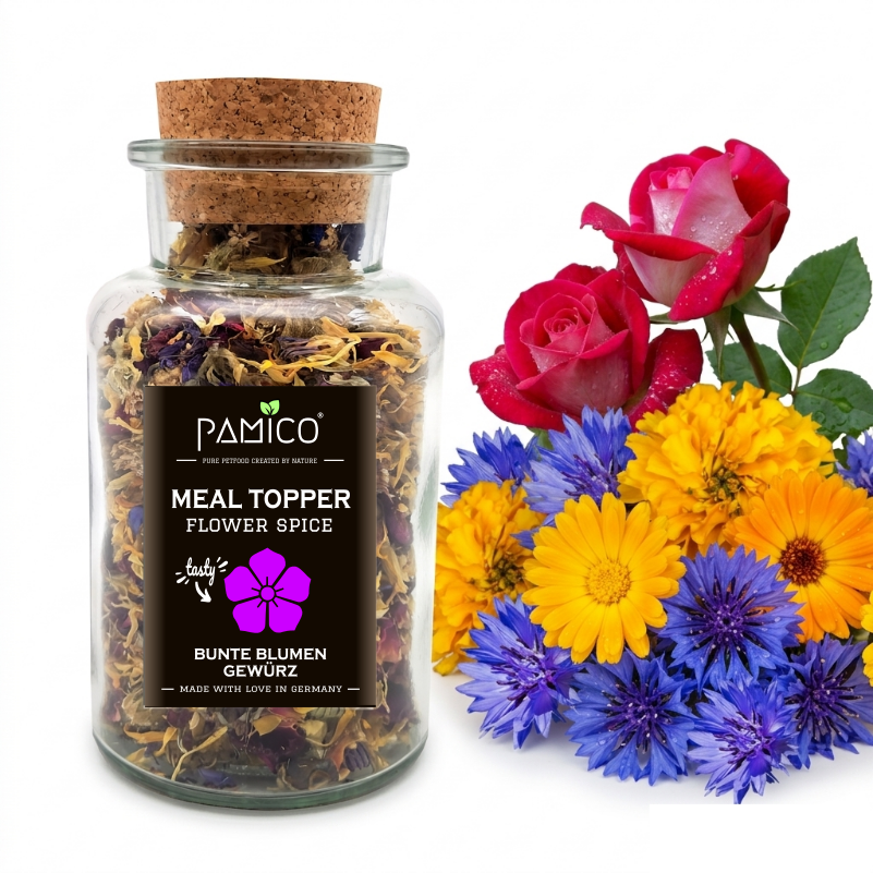 Bunte Blumen Gewürz Meal Topper - natürlicher Blumenmix für Hunde & Nager Pamico