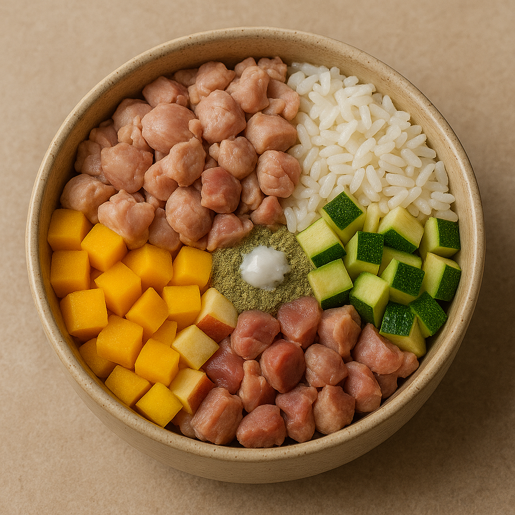 Dog Bowl Hühnerfleisch mit Zucchini, Reis und Mango