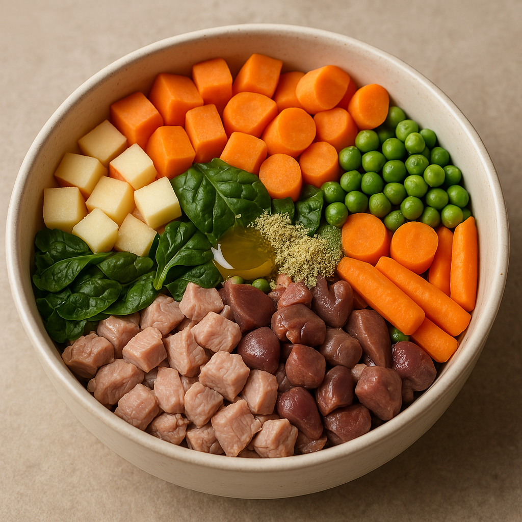 Dog Bowl Putenfleisch mit Karotten, Erbsen und Spinat
