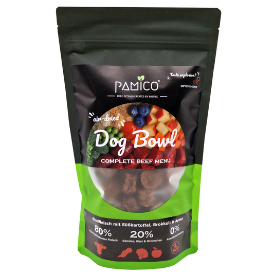 Dog Bowl Rindfleisch mit Süßkartoffel, Brokkoli und Apfel - Trockenmenü luftgetrocknet
