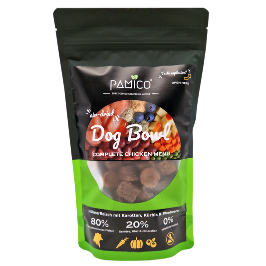 Dog Bowl Hühnerfleisch mit Karotten, Kürbis & Blaubeeren - Trockenmenü luftgetrocknet