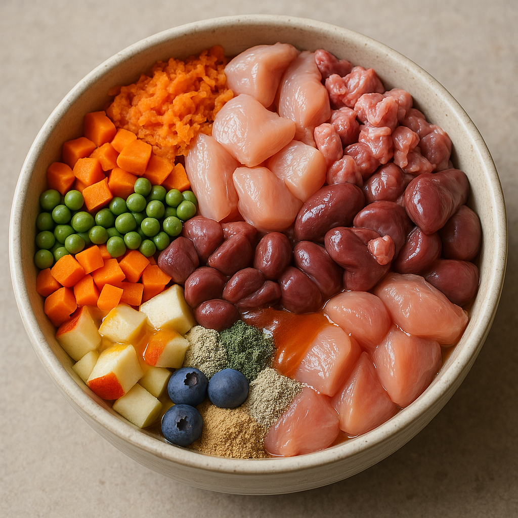 Dog Bowl Hühnerfleisch mit Karotten, Kürbis & Blaubeeren - Trockenmenü luftgetrocknet