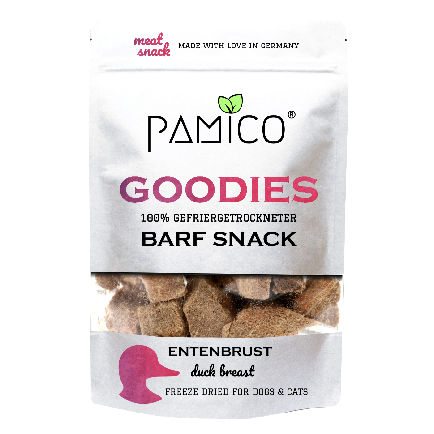 Entenbrust gefriergetrocknet - BARF Snacks Goodies für Hunde und Katzen - Pamico