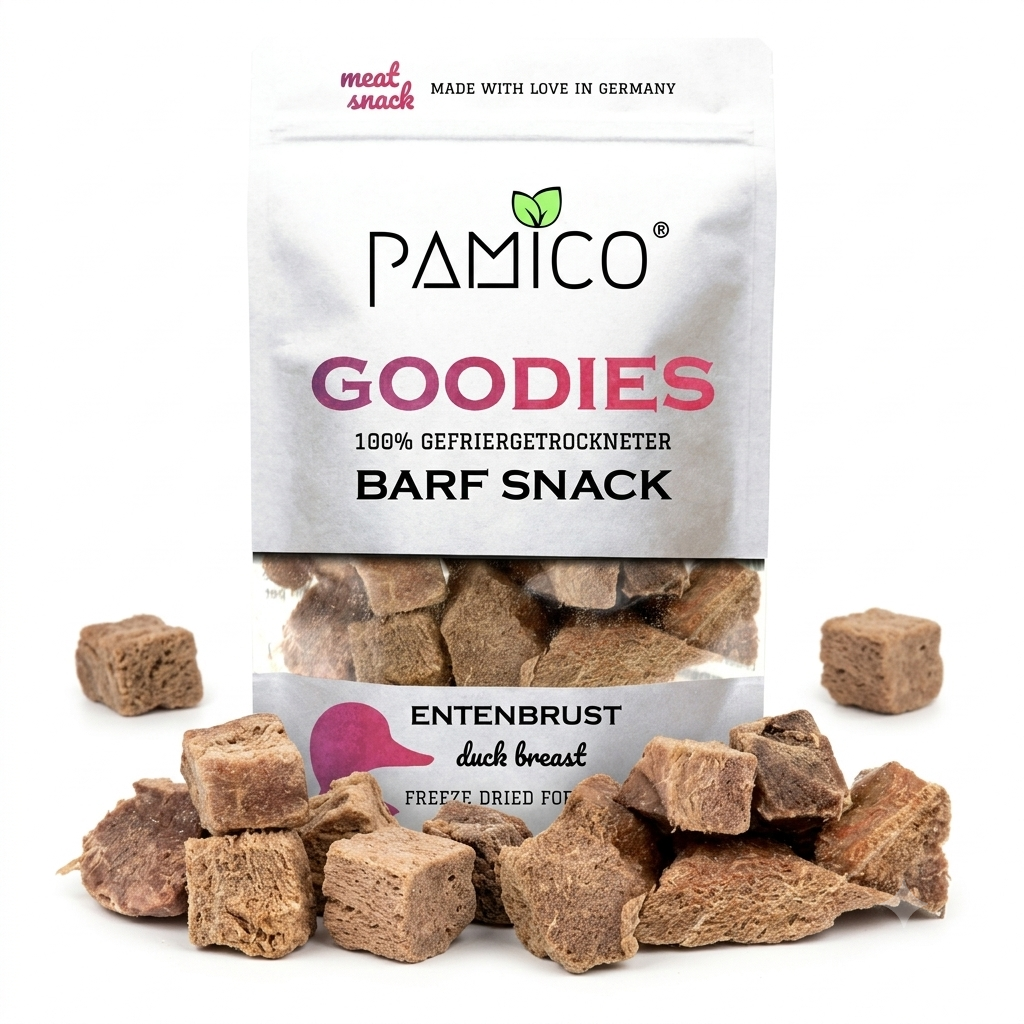 Entenbrust gefriergetrocknet - BARF Snacks Goodies für Hunde und Katzen Pamico