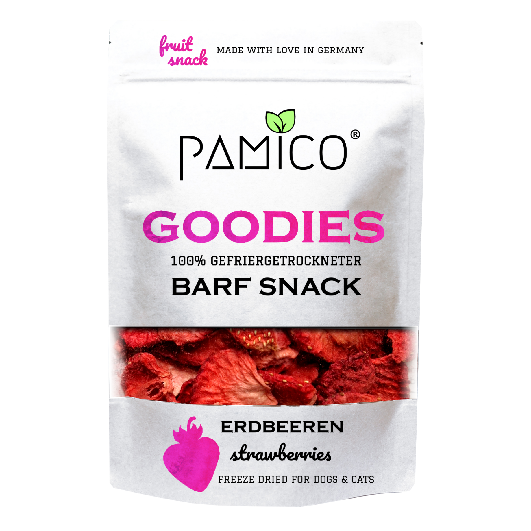 Erdbeeren gefriergetrocknet - BARF Snack Goodies for dogs & cats - Pamico