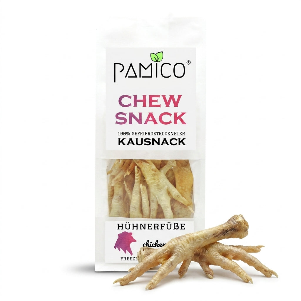 Gefriergetrocknete Hühnerfüße für Hunde - Natürlicher Kausnack Pamico