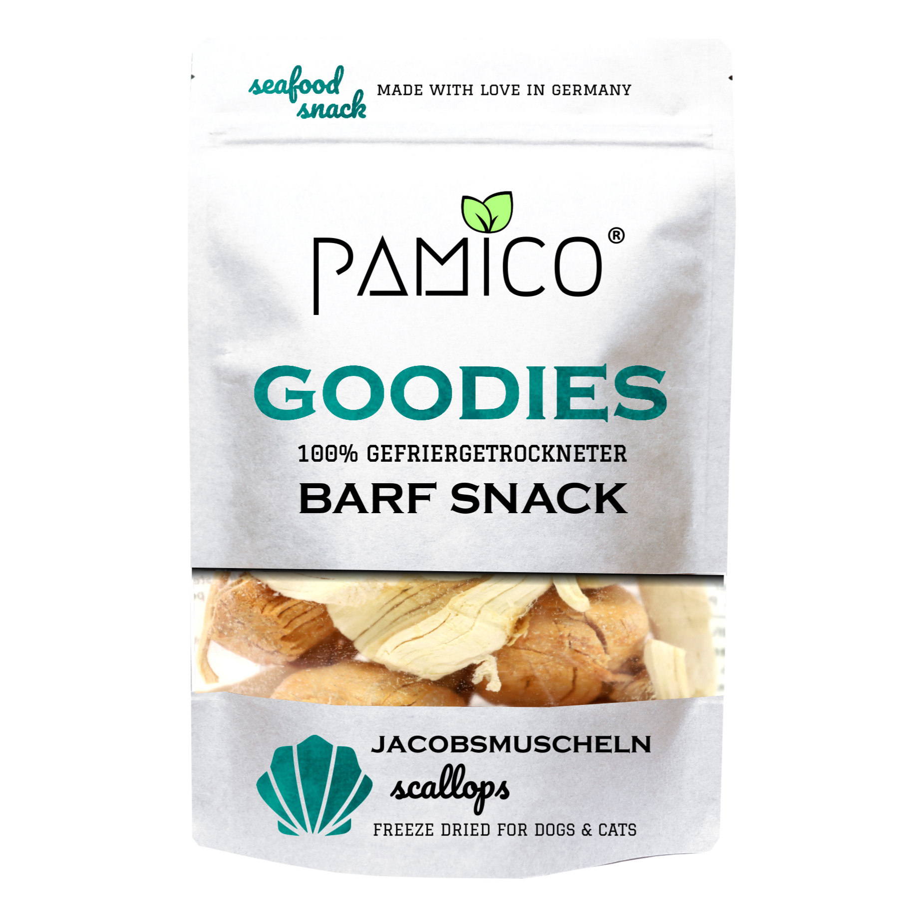 Jacobsmuscheln gefriergetrocknet - BARF Snacks Goodies für Hunde und Katzen - Pamico
