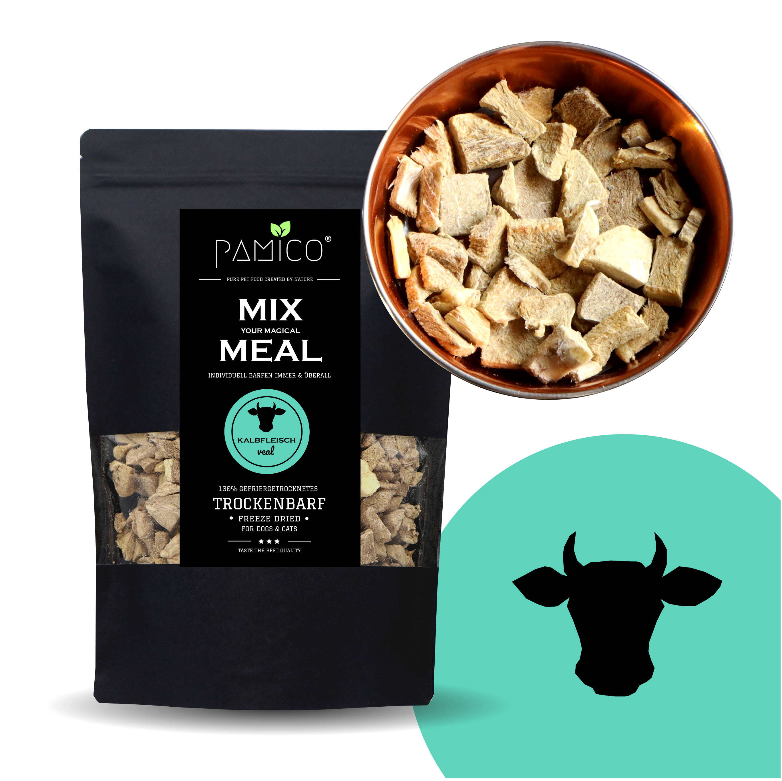Kalbsfleisch gefriergetrocknet - MIX MEAL Trockenbarf - Pamico