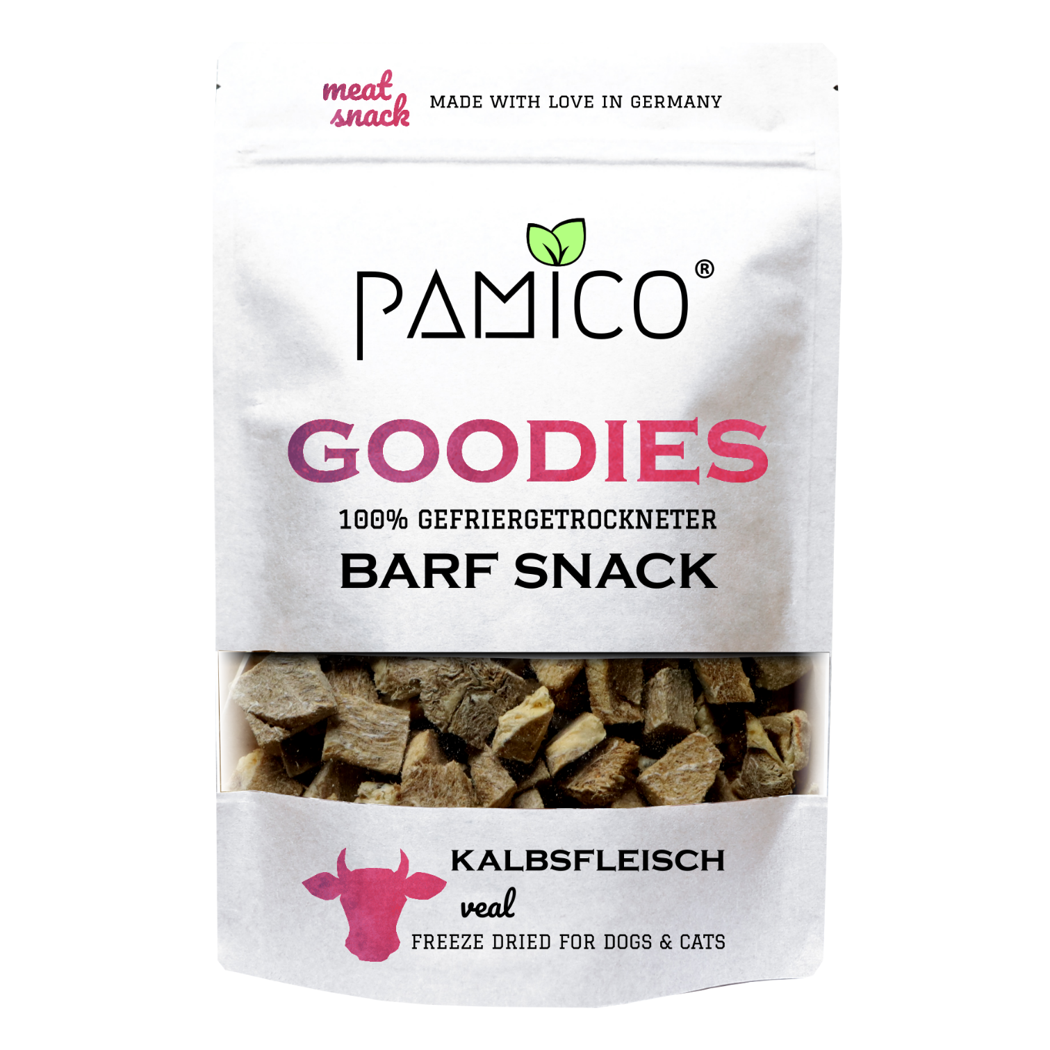 Kalbsfleisch gefriergetrocknet - BARF Snack Goodies for dogs & cats - Pamico