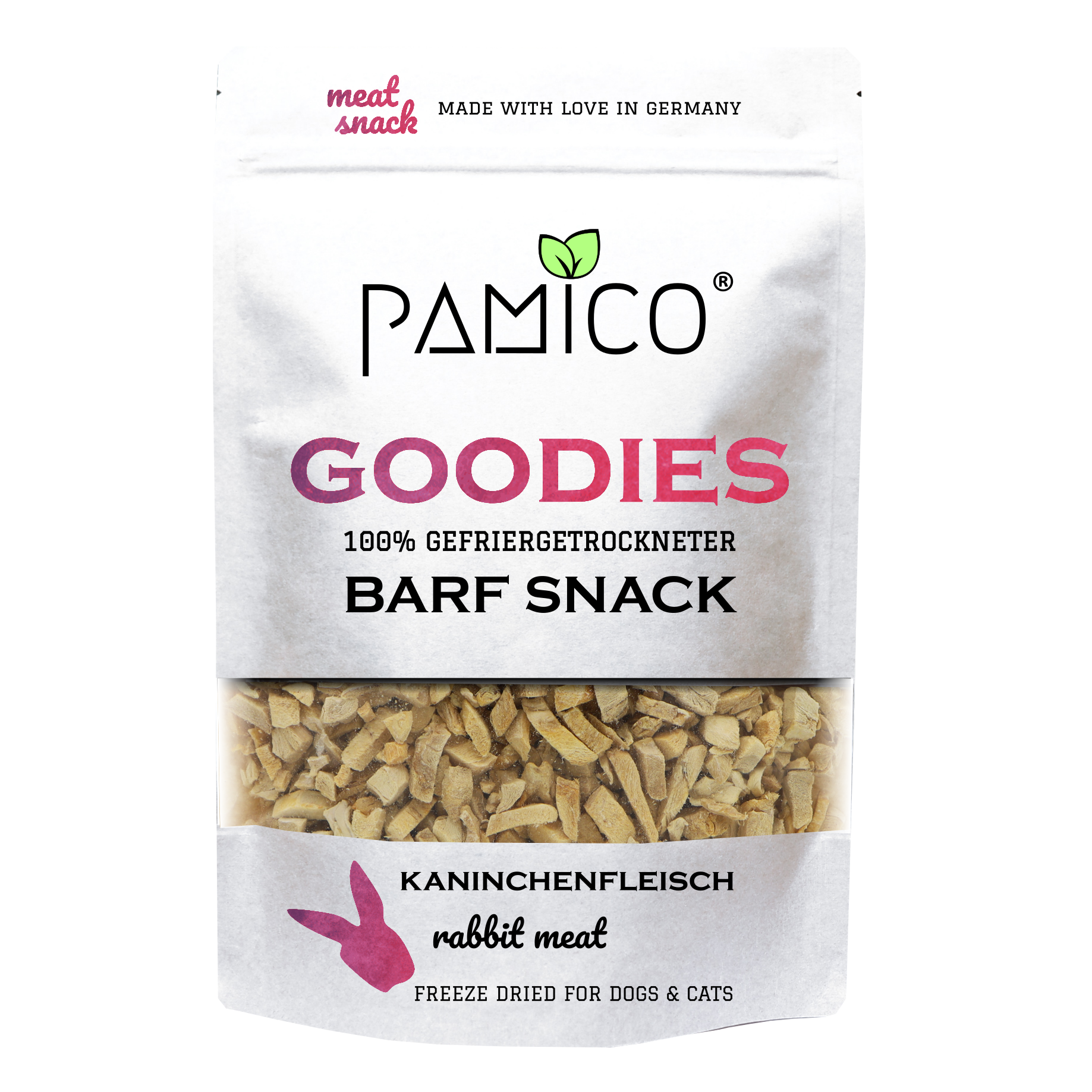 Kaninchenfleisch gefriergetrocknet - BARF Snack Goodies for dogs & cats - Pamico