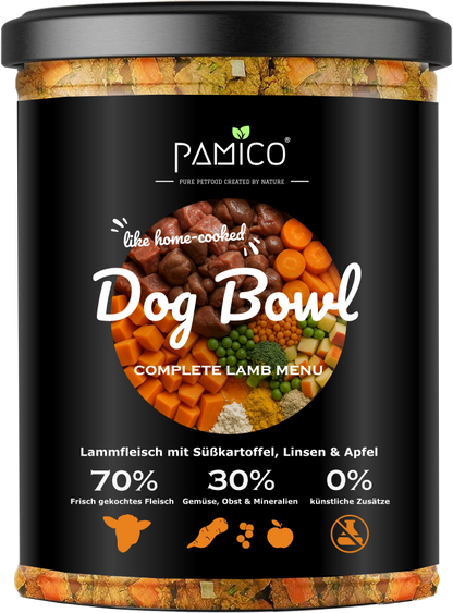 Dog Bowl Lammfleisch mit Süßkartoffel, Linsen und Apfel