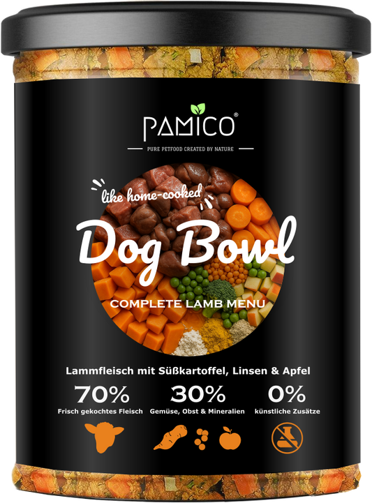 Dog Bowl Lammfleisch mit Süßkartoffel, Linsen und Apfel
