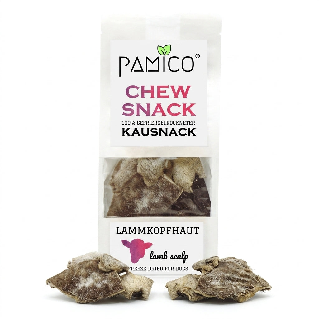 Lammkopfhaut gefriergetrocknet - Chew snack for dogs Pamico
