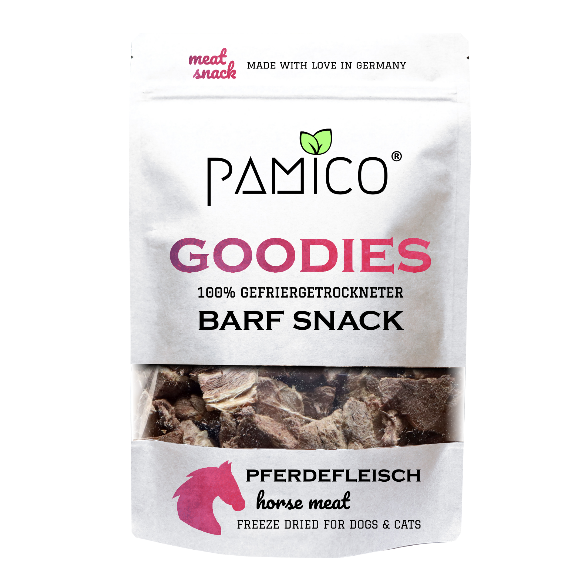 Pferdefleisch gefriergetrocknet - BARF Snack Goodies for dogs & cats - Pamico