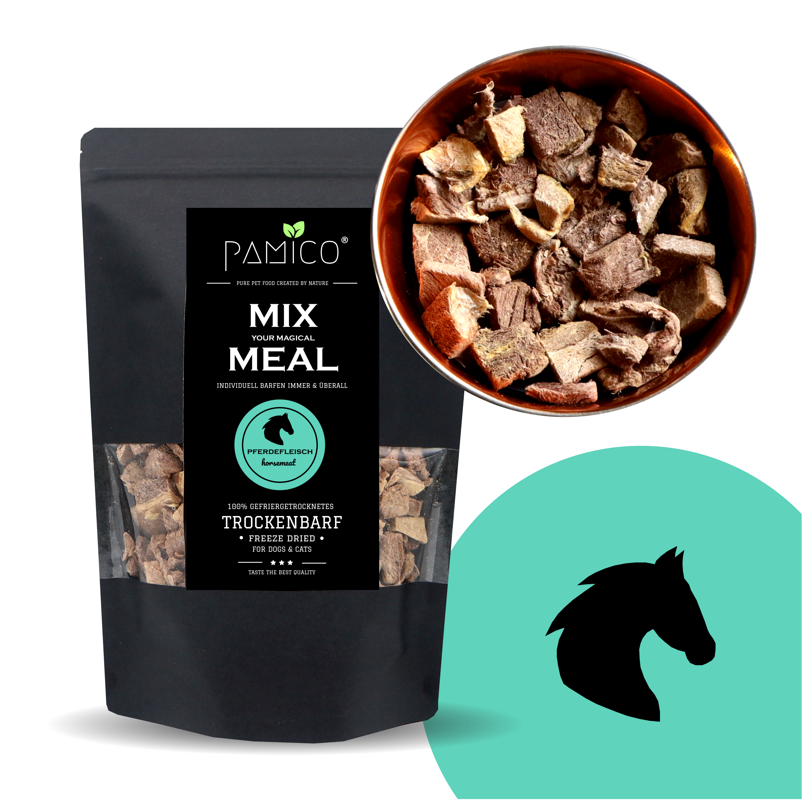 Pferdefleisch gefriergetrocknet - MIX MEAL Trockenbarf für Hunde und Katzen - Pamico