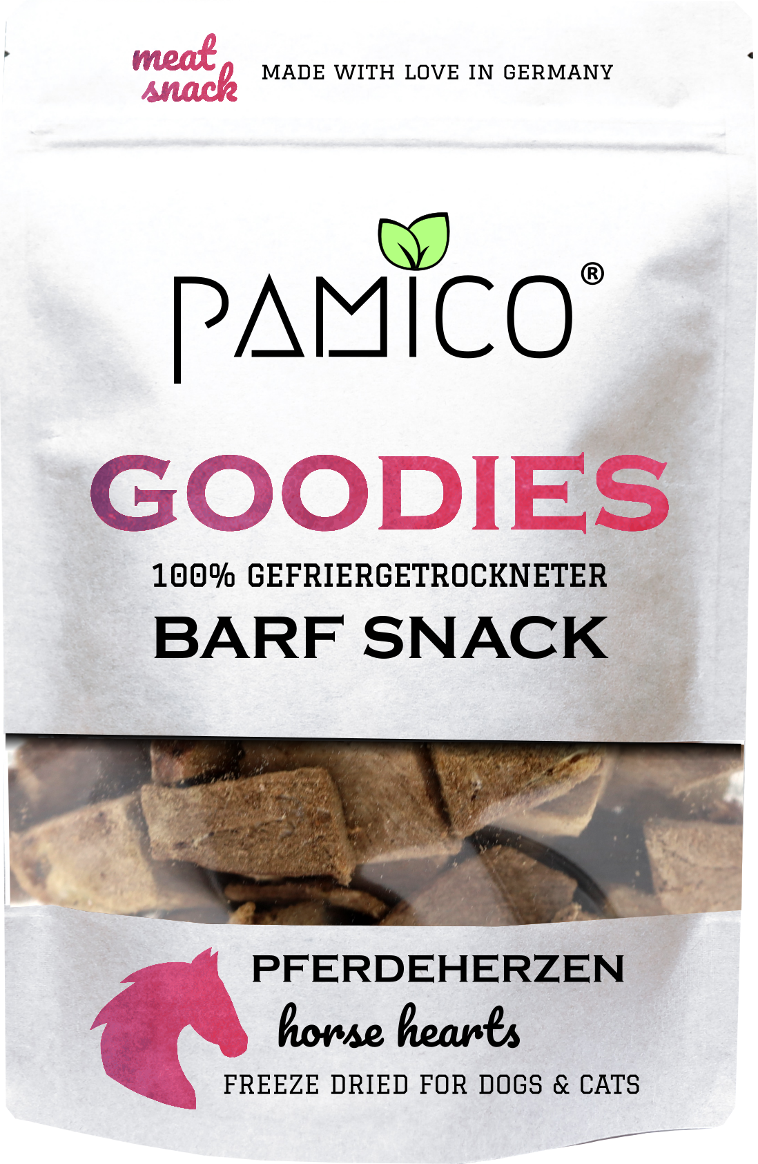 Pferdeherzen gefriergetrocknet - BARF Snack Goodies for dogs & cats