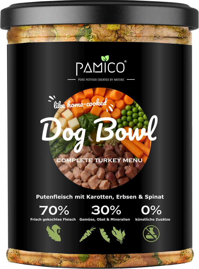 Dog Bowl Putenfleisch mit Karotten, Erbsen und Spinat