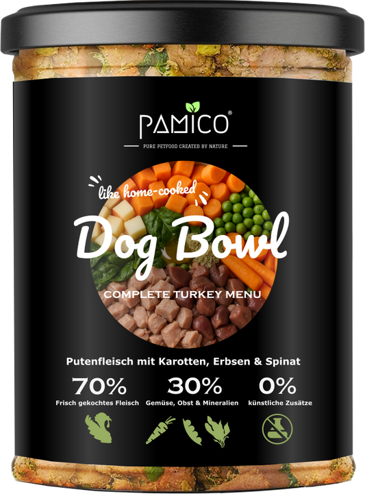 Dog Bowl Putenfleisch mit Karotten, Erbsen und Spinat