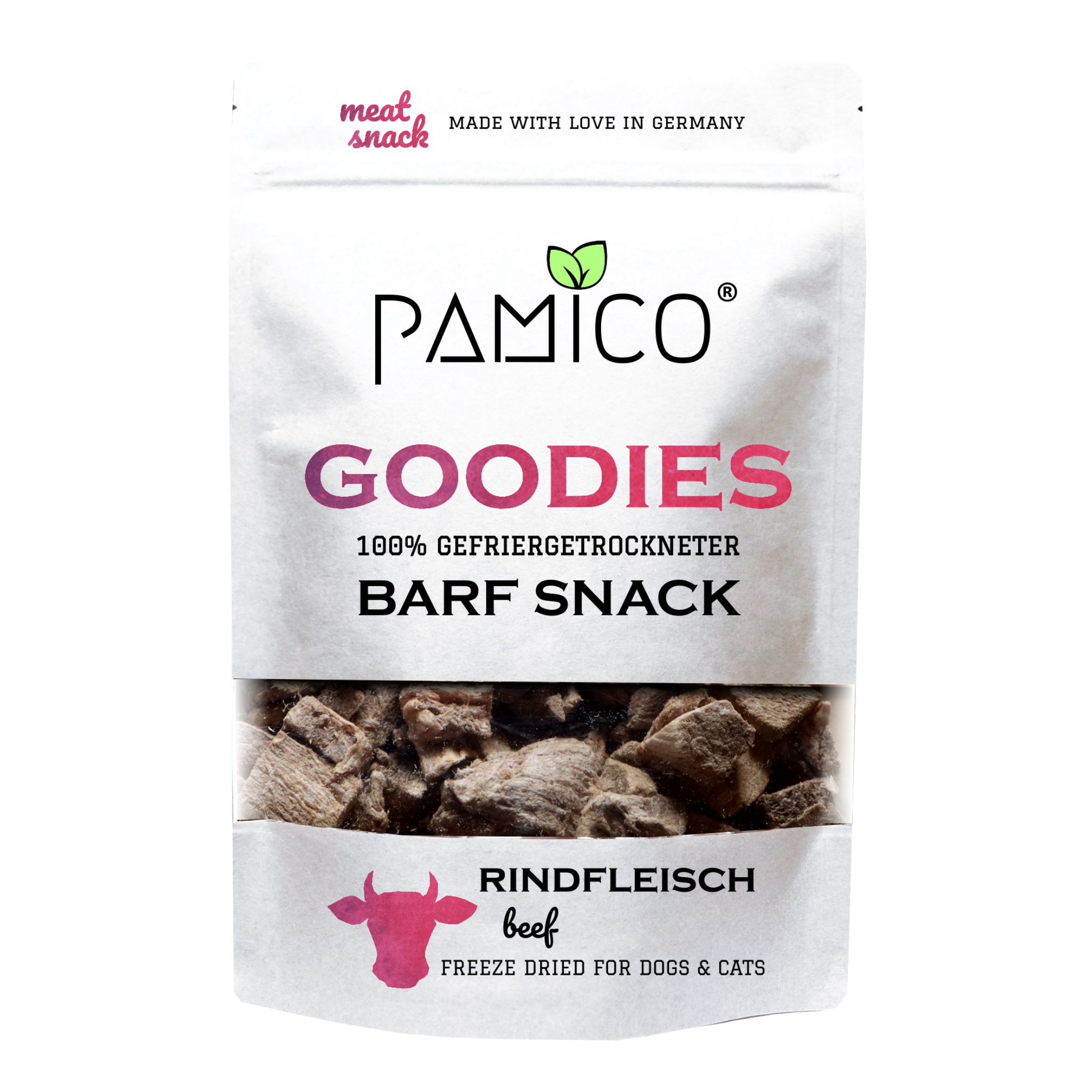 Rindfleisch gefriergetrocknet - BARF Snack Goodies for dogs & cats - Pamico