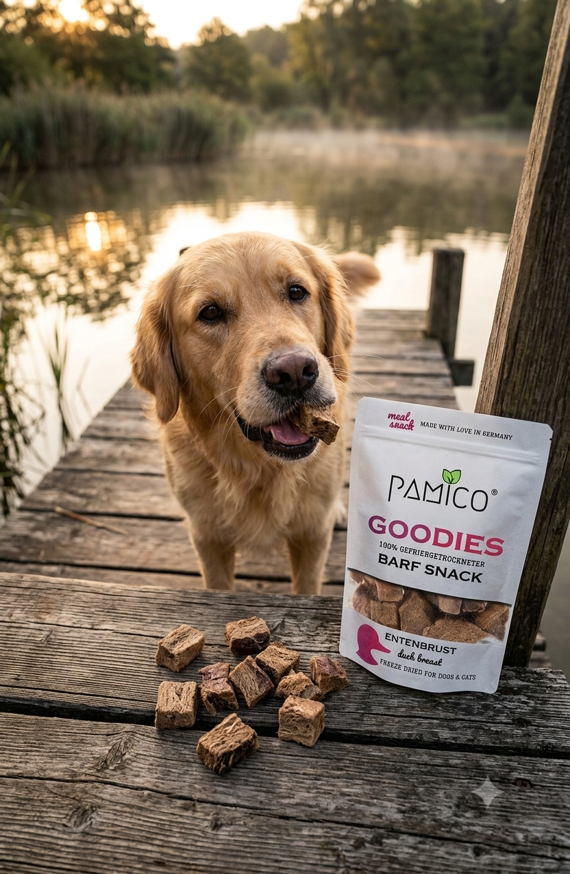 Entenbrust gefriergetrocknet - BARF Snacks Goodies für Hunde und Katzen Pamico