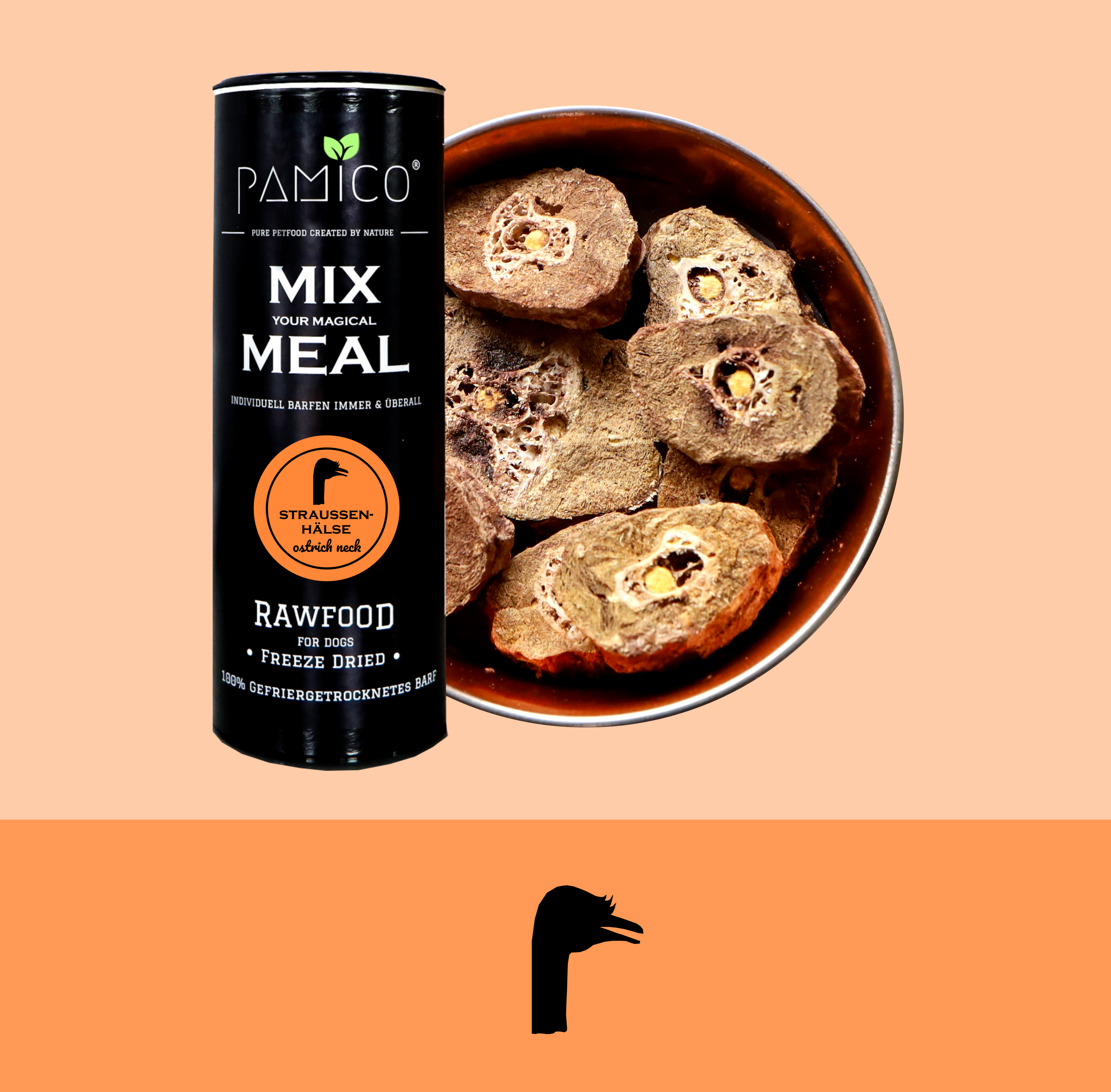 Straußenhälse gefriergetrocknet - MIX MEAL Trockenbarf - Pamico